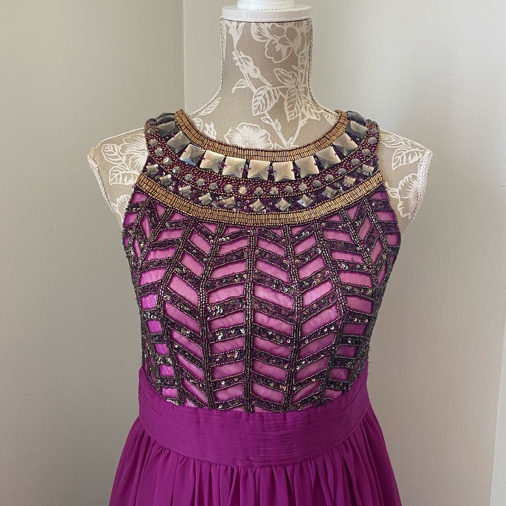 Js Collections Fuchsia Beaded Sleeveless Gown - image 4